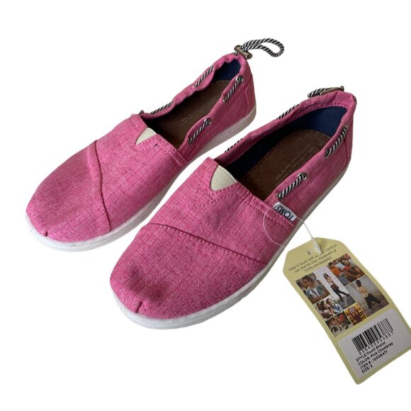 Toms Pink Chambray Bimini Shoes Youth Girls Size 5 Flaws - Picture 1 of 16